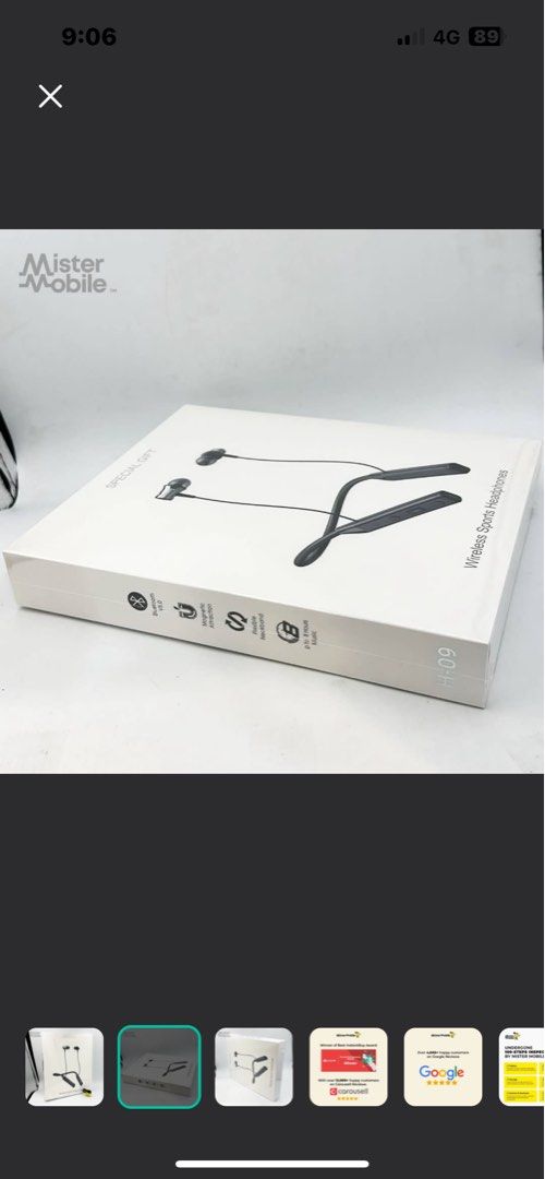 Wireless sports headphones (Category: Headphones & Headsets) located in Singapore. Submitted by elishazxlc (Listing ID 1374608990, Image 1). Description: New not open.