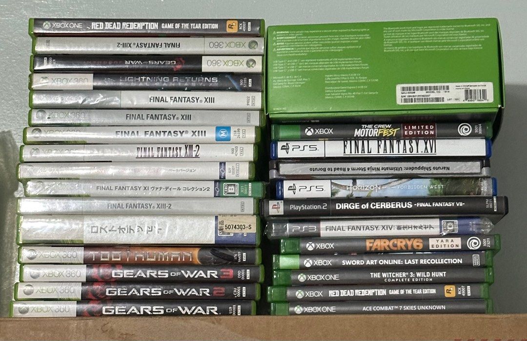Xbox Games and Controller (Category: Xbox) located in Narra. Submitted by gamingcentralph (Listing ID 1374523681, Image 1). Description: Xbox Games and Controller PHYSICAL GAMES: Xbox One/Xbox Series Games Sword Art Online: Last Recollection 1,400 (SRP 2,795) Witcher 3 700 Ace Combat 7 700 (SRP 1,295) Farcry 6 800 (SRP 1,395) Red Dead Redemption for Xbox One and Xbox 360 1,400 (RARE) The Crew Motorfest 1,200 (SRP 2,995) Xbox 360 Games Final Fanta