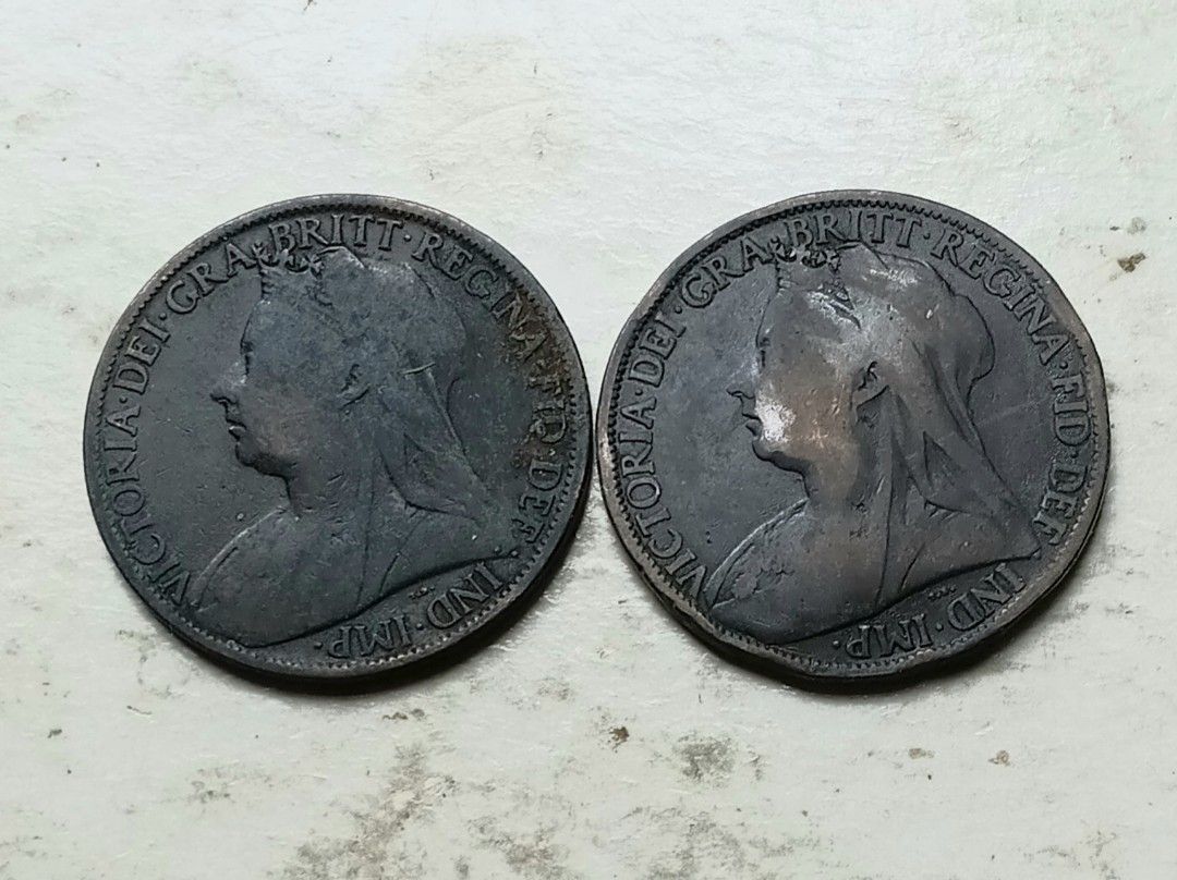 英國1898年1便士硬幣共2枚（品相實物如圖）, 興趣及遊戲, 收藏品及紀念品, 錢幣- Carousell