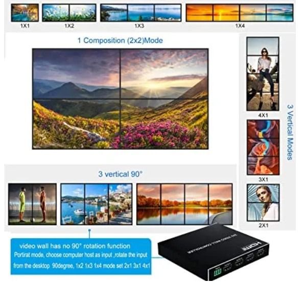 2X2 HDMI Video Wall Controller 1080P Output TV Wall Processor, HDMI & DVI Supports 4K Input TV Wall Controller (Category: Other Accessories) located in Quezon City. Submitted by lhanex (Listing ID 1374796789, Image 2). Description: This 4K HDMI LED video wall controller 2x2 is compliant with HDCP 1.4 and HDMI 1.4, the HDMI & DVI input and the HDMI output can support resolution can up to 1920x1080P@60Hz, output resolution also support other resolu