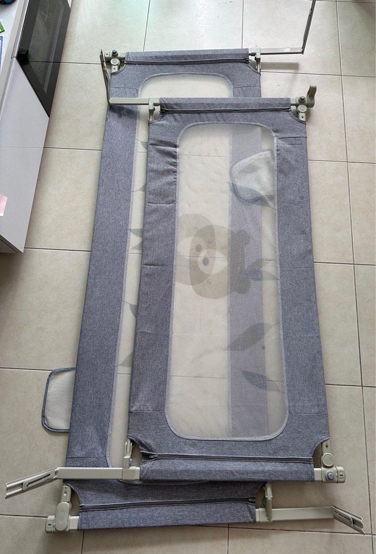 Baby Safety Bed Guard/ Baby Bed Rail Guard (Y-Belt for free) (Category: Bed Guards) located in Singapore. Submitted by deborahsweetie (Listing ID 1373963508, Image 1). Description: Very good quality Queen Size Bed Baby/Toddler Bed Guard Fence (5th Gen Hushbee ) - Adjustable Height, Includes: - 2 pieces at 1.9m length. (SGD12 each)- one sold, left one piece! - 1 piece at 1.5m length (SGD10 each)- sold - Baby Bed Guard Rail Y-Belt x 3 (free for eac