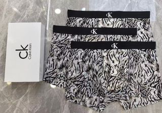 # 一盒三條 CK/Calvin Klein 低腰腰邊字母豹紋平角內褲 冰絲底褲 男裝62978590745601118