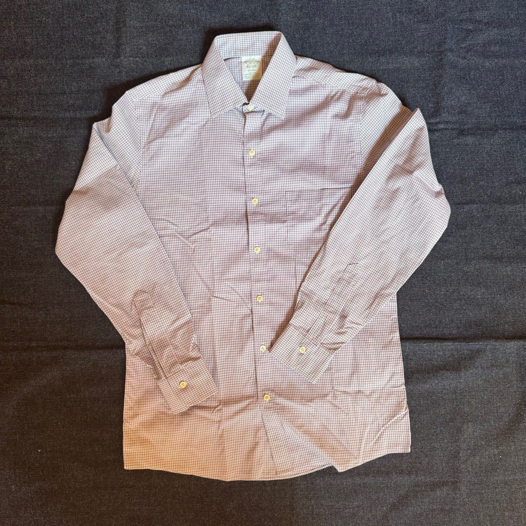 Brooks Brothers Shirt (Category: Formal Shirts) located in Manila. Submitted by patrickbateman_ (Listing ID 1374809269, Image 1). Description: Brooks Brothers Spread Collar Shirt Size 15-33 (Medium) Madison fit Mother of Pearl buttons Excellent condition W 20” L 29.5 Shoulders 17” Sleeves 24.5” ₱1,000.