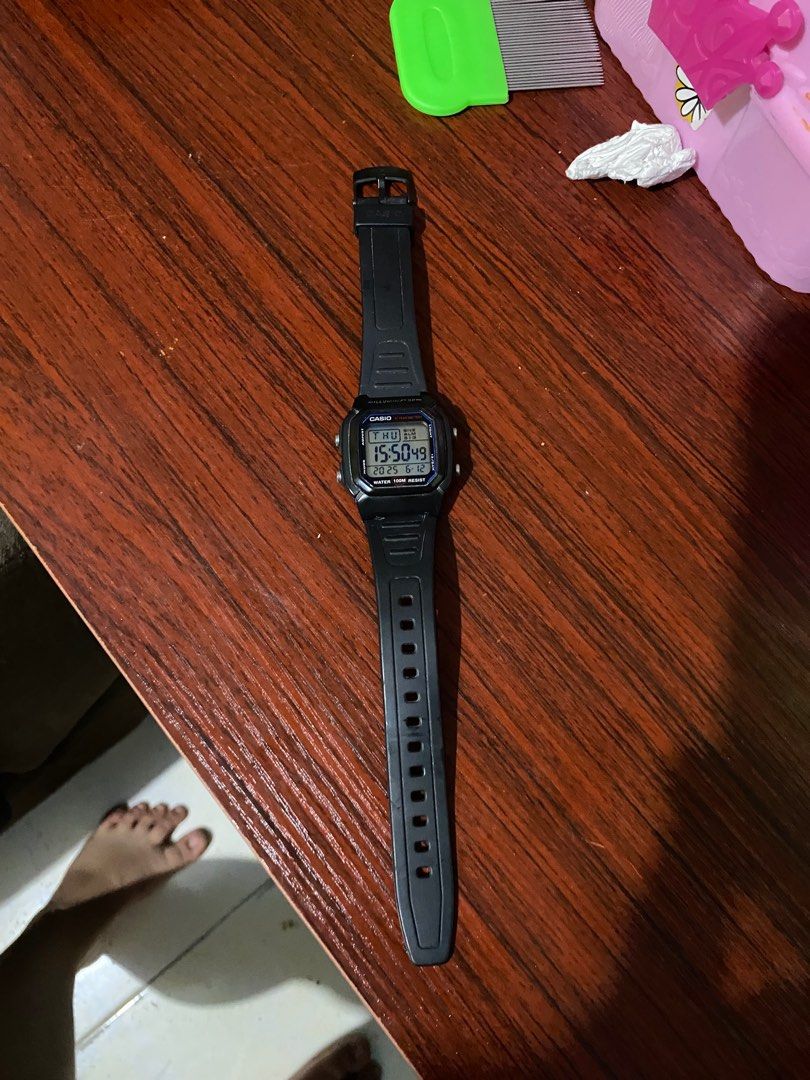 Casio W-800H-1AVDF Black Resin Strap (Category: Men's Watches) located in Marilao. Submitted by shaynhea (Listing ID 1374842644, Image 1). Description: FOR SALE ‼️ Casio W-800H-1AVDF Black Resin Strap Watch for Men •10 year battery life • LED backlight • Dual time All working, honest issue: may scratches yung screen the rest wala na problem RFS: di na nagagamit.