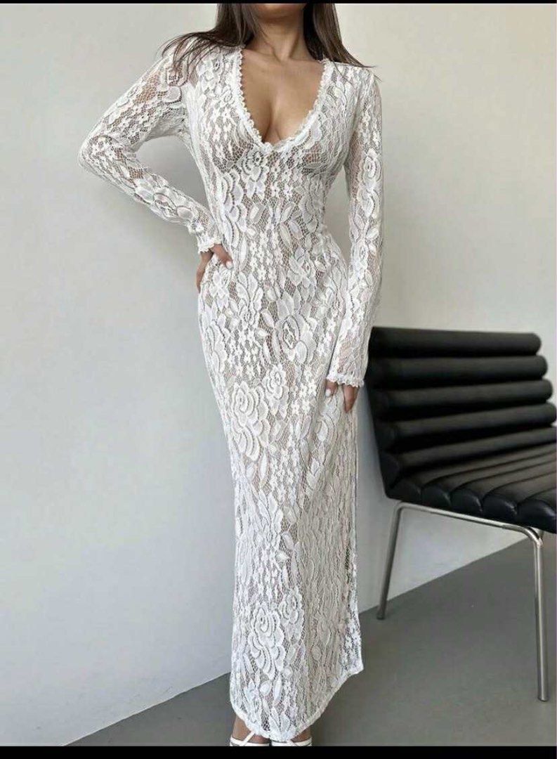 Elegant White Dress (Category: Dresses) located in Mandaluyong City. Submitted by gabbie_0708 (Listing ID 1374754184, Image 1). Description: Model is wearing xs Bust: 80 cm Waist: 24 inch Length: 25. 6 cm Wore only once.