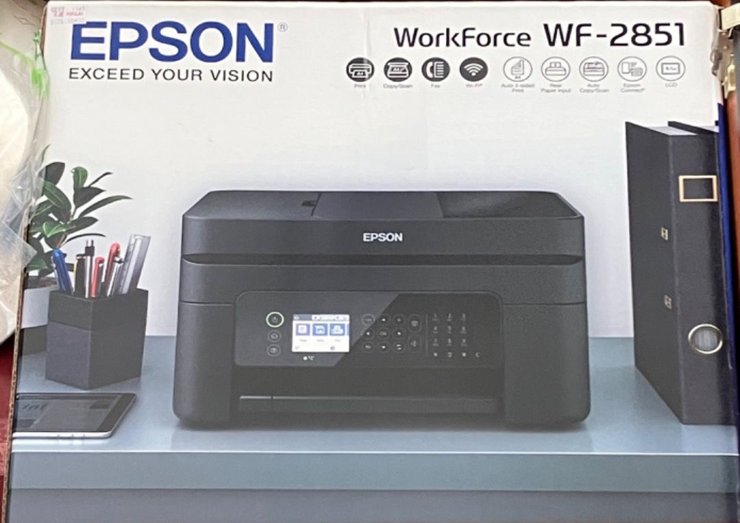 Epson Workforce 2851 printer (Category: Printers, Scanners & Copiers) located in Singapore. Submitted by glassof.lemonade23 (Listing ID 1374712466, Image 1). Description: Looking to sell within 2 weeks! If interested, pls DM me to deal! 😁.