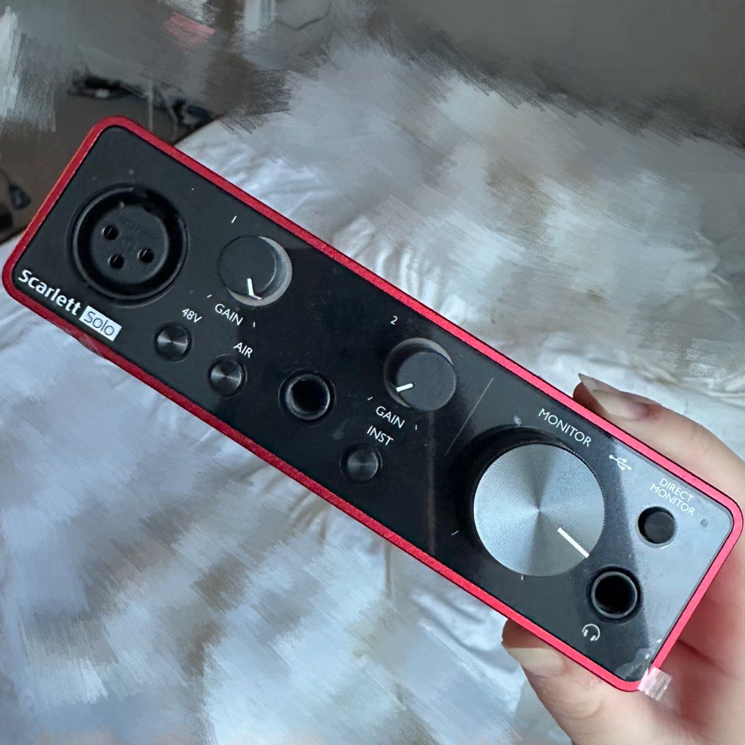 focusrite scarlett solo 3rd gen (Category: Other Audio Equipment) located in Singapore. Submitted by yuikui (Listing ID 1374786739, Image 1). Description: preloved, very well taken care of and protective plastic is still on!! if buying please take care of her i'll miss her. LOL audio interface mixer mixing .