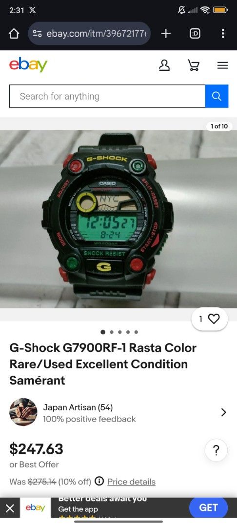 G-7900RF Rastafarian Gshock (very rare) (Category: Men's Watches) located in Quezon City. Submitted by rbdy01 (Listing ID 1374698238, Image 3). Description: For sale! G7900RF Rastafarian model, very rare and hard to find in this condition. mint. complete with original box, tin and papers. mostly kept in the cabinet, rarely ro never used. needs battery replacement. Price: 12,999 (super low than market price) for its rarity LBC or Lalamove or meetu