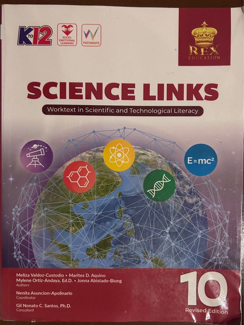 GRADE 10 BOOKS (Category: Textbooks) located in Angono. Submitted by greentagph (Listing ID 1374860349, Image 2). Description: P250 each D WHIZ SCIENCE LINK - sold ESSENTIAL ENGLISH LEARNING & LIVING (TLE) - sold SIDLAW - sold MAPEH SIGLO - sold MATH MATTERS GROWING IN GOODNESS .