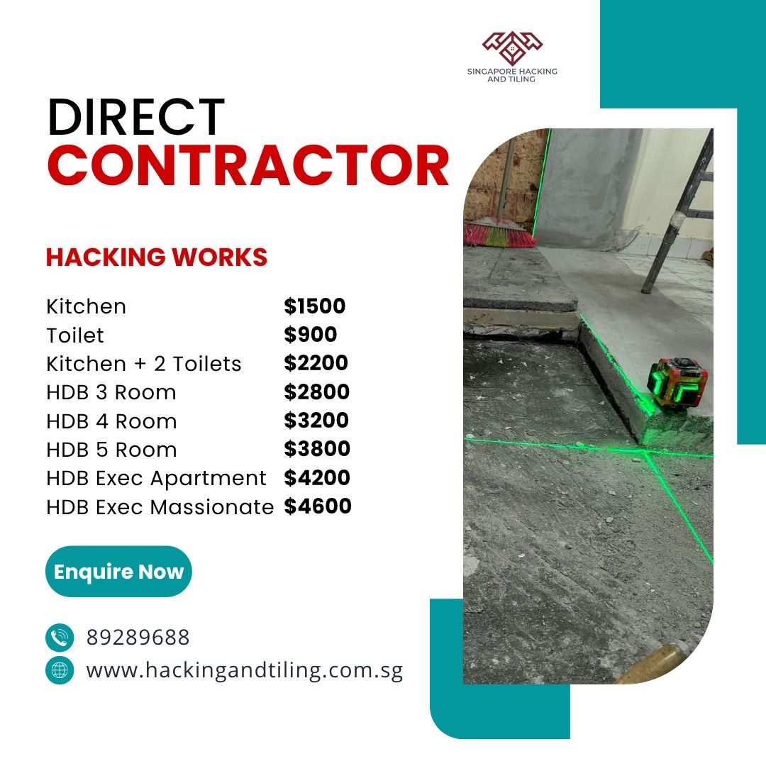 Hacking/Demolish/Dismantling Services/Toilet Renovation/Kitchen Hacking/BTO/Condo/HDB/Private Housing/Residential/Commercial/Tiling/Full Home Renovation Package628630762448671110