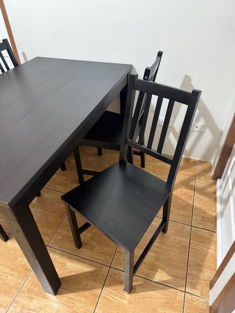 Ikea Laneberg Dining Set in Brown (STILL AVAILABLE!) (Category: Tables & Sets) located in Paranaque City. Submitted by tmdqrs (Listing ID 1374748562, Image 3). Description: Ikea Laneberg in Brown Dining Set - 1pc Extendable table (see pic for size reference) - 4pcs dining chairs (see pic for size reference) PRICE is 16K from 18k! LAST PRICE originally bought for 22,700. can pick up or book lalamove (sf to be paid by the buyer).