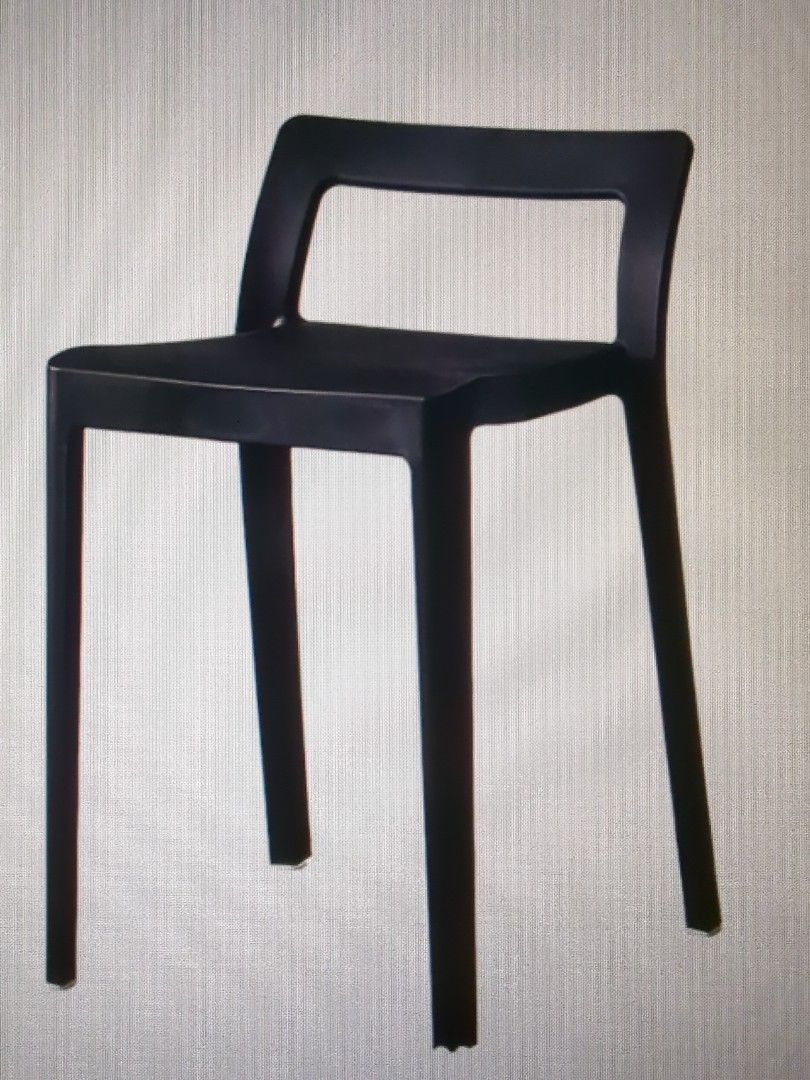 Lance Stackable Stool Black (Category: Chairs) located in Singapore. Submitted by sasamat (Listing ID 1374801010, Image 1). Description: Dimensions Overall: W34.5 D38 H60 cm Other: Seat height: 45 cm Weight: 2.5kg Capacity: 150kg each @ $18, 8 pieces @ $130 This Lance Stackable Stool boasts a robust construction, featuring water and heat-resistant materials ideal for both indoor and outdoor use. Its anti-slip base ensures stability on any surface