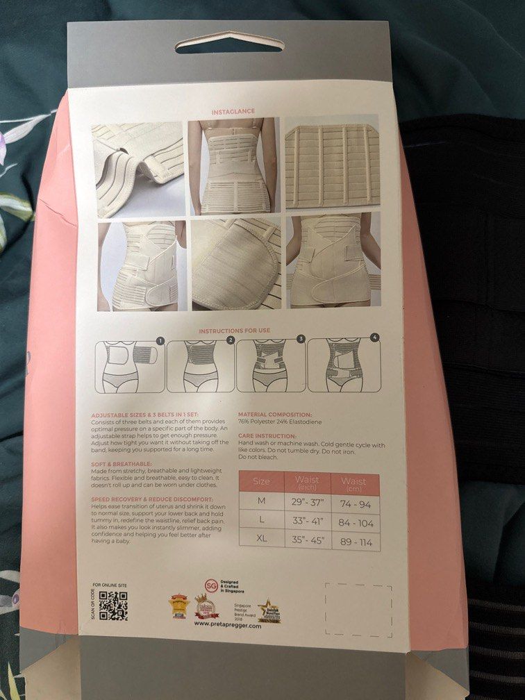 Lightly used postpartum Velcro abdominal binder (Category: Maternity Care) located in Singapore. Submitted by mashmushi (Listing ID 1374822494, Image 3). Description: Had fibroids surgery so bought the binder. Lightly used. Fits UK10 or US6.