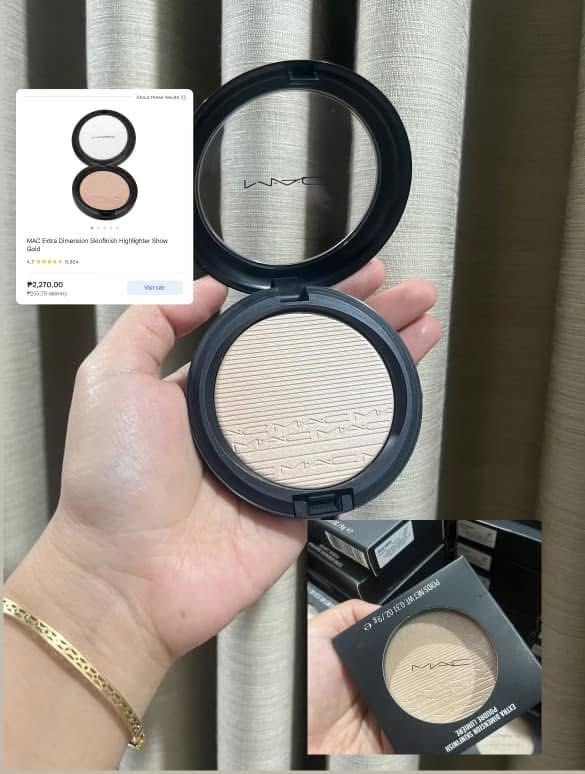 Mac highlighter (Category: Makeup) located in Manila. Submitted by diyeena2993230 (Listing ID 1374821153, Image 1). Description: Shade: double gleam.