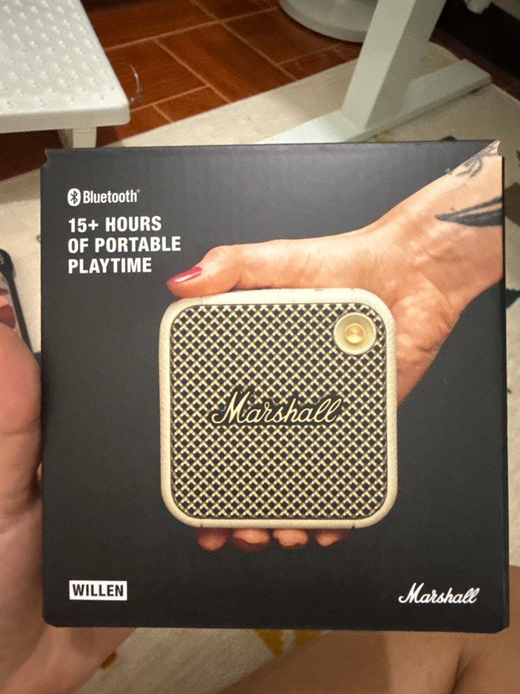 Marshall Willen (Cream) (Category: Soundbars, Speakers & Amplifiers) located in Mandaluyong City. Submitted by atombibi (Listing ID 1374708162, Image 1). Description: Brand new bluetooth speaker, original sealed boxed from Beyond the Box (Apple authorized seller).