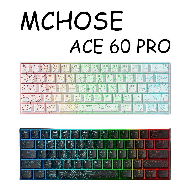 MCHOSE Ace 60 Pro Mechanical Keyboard Magnetic Switch Gaming (Category: Computer Keyboard) located in Singapore. Submitted by FluxKeebs (Listing ID 1374879025, Image 1). Description: MCHOSE Ace 60 Pro only white available Topographic Keycaps TTC Uranus Magnetic Switch eSports.