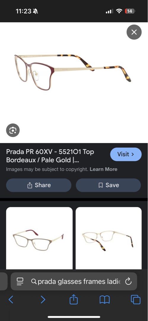 Prada Frame Glasses VPR 60XV 552101 (Category: Sunglasses & Eyewear) located in Navotas City. Submitted by d_cluttera (Listing ID 1374707590, Image 2). Description: Good as new! Used few times With box and cleaning cloth .
