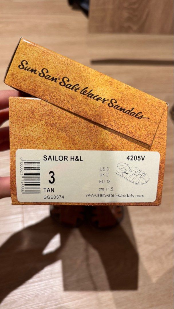 Saltwater Sailor Sandals Tan (Category: Babies & Kids Fashion) located in Singapore. Submitted by autumntales.x (Listing ID 1374847022, Image 2). Description: Size 3 Very lightly worn With original box Nego for same day payment.