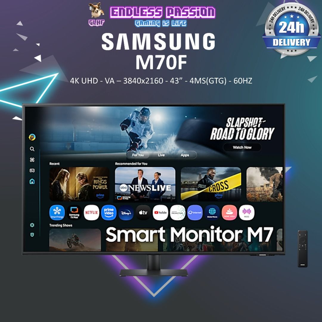 Samsung Smart M7 M70F 43" 4K VA Display Monitor - LS43FM702UEXXS (Category: Monitor Screens) located in Singapore. Submitted by endlesspassion (Listing ID 1374713161, Image 1). Description: VISIT OUR EXPERIENCE CENTRE AT: 240 Macpherson Road Pines Industrial Building #04-01 S348574 Mainline: 91297079 Secondary: 83286692 Prices advertised subject to changes, do chat with us for the latest promotion price GUARANTEED 100% AUTHENTIC PRODUCTS FOR ALL 