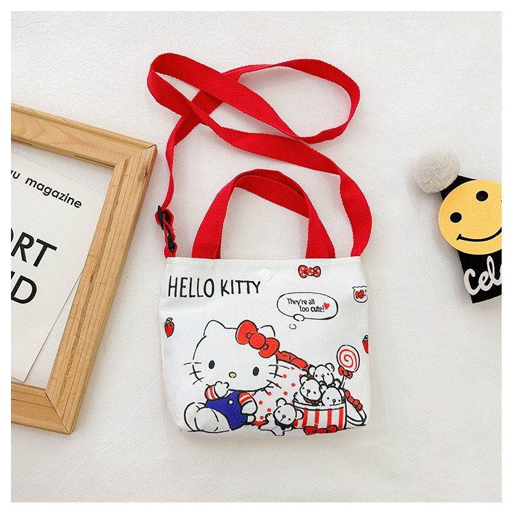 Sanrio bag Kuromi Melody cinnamoroll hello kitty (Category: Babies & Kids Fashion) located in Singapore. Submitted by pantrypartners (Listing ID 1374735539, Image 2). Description: Sanrio hello kitty bag $2.40 size:21*18*7cm Shoulder Strap Length: 110cm The lightweight and durable design make it an ideal choice for your child’s on-the-go lifestyle, whether it’s a playdate, school outing, or a birthday celebration. Perfect for Party goodie bags. .