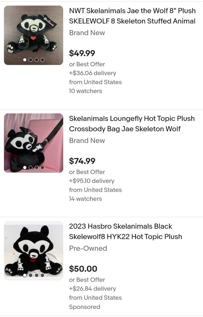 Skelanimals Jae The Wolf (Category: Plushies & Soft Toys) located in Makati City. Submitted by jeni_catty (Listing ID 1374712989, Image 3). Description: Brand: Hot Topic Material: Polyester.