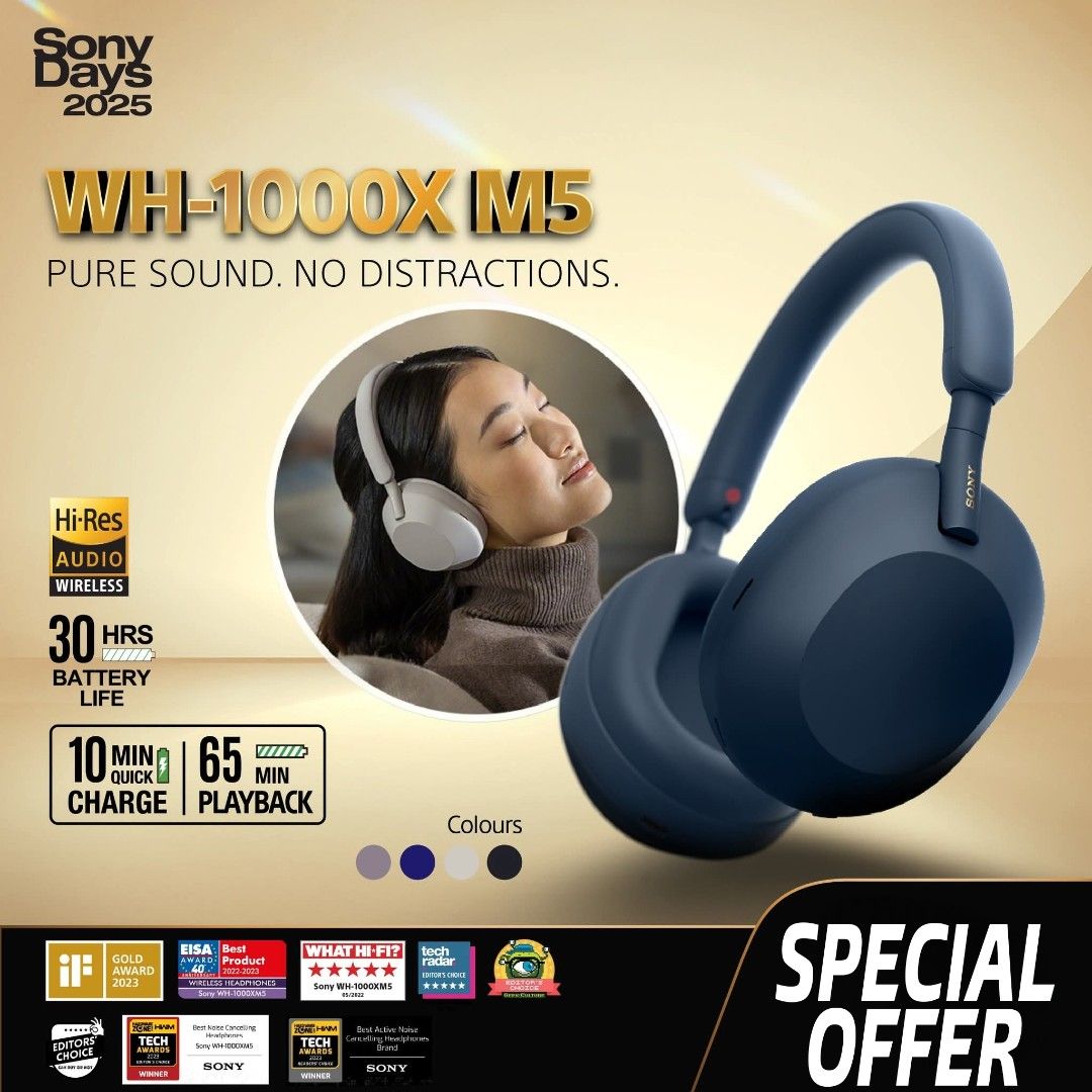 Sony WF-1000XM5 SONY WH1000xm5 (Category: Headphones & Headsets) located in Singapore. Submitted by musiclub (Listing ID 1374724605, Image 1). Description: ♥️Audio Shop in Singapore ❤️Your Trusted Destination for Camera and Gears! 1000+ Reviews, Perfect 5⭐⭐⭐⭐⭐, Ratings on Carousell Shop with Confidence Today!😉 ➡️**Retail Shop** ➡️**Location:** 🇸🇬Jurong Point Shopping ( Next to Boonley Mrt station ) ➡️**Authorised Dealer For:** .CANON .SONY .JB