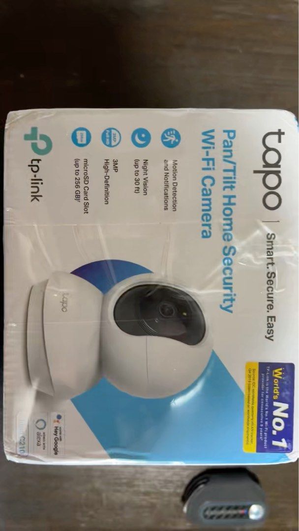 TP-Link Tapo Pan C210/Tilt Wi-Fi Home Security Camera (Category: Security Systems & CCTV Cameras) located in Singapore. Submitted by honoris (Listing ID 1374714782, Image 1). Description: Brand new TP-Link Tapo Wi-Fi Camera C210for home security. Pan/tilt, night vision, motion detection, and microSD card support. Compatible with Google Assistant and Alexa. Sealed box..