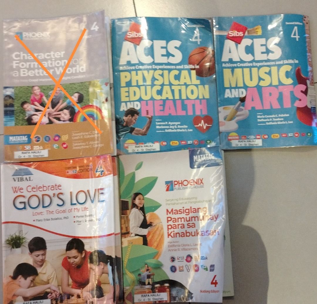Used Grade 4 Textbooks (Category: Textbooks) located in Santa Rosa. Submitted by bsuiza (Listing ID 1372968190, Image 1). Description: Used Grade 4 books for sale 1. CHARACTER FORMATION FOR A BETTER WORLD-SOLD 2. ACES PE & HEALTH 3. ACES MUSIC & ARTS 4. WE CELEBRATE GOD'S LOVE 5. MASIGLANG PAMUMUHAY PARA SA KINABUKASAN P250 each or take all for 1k.