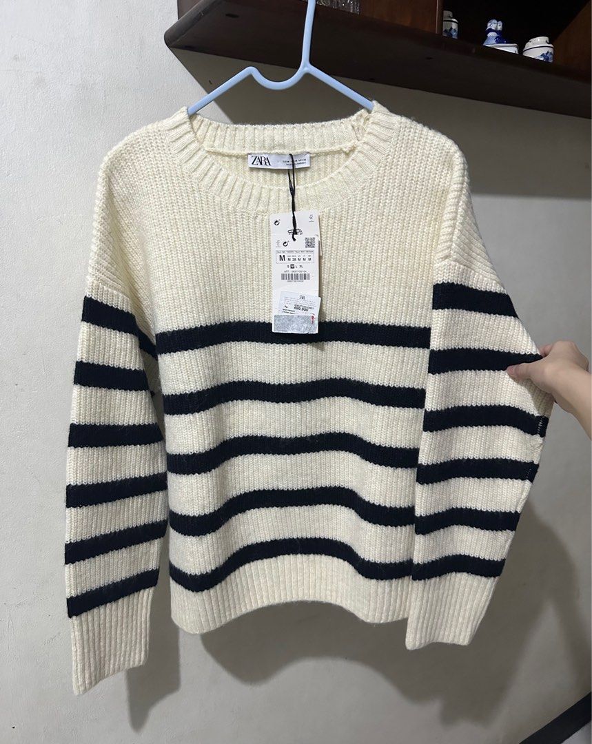 Knitted Jumper Oversized Jumper Zara ZARA Striped Knit Oversized