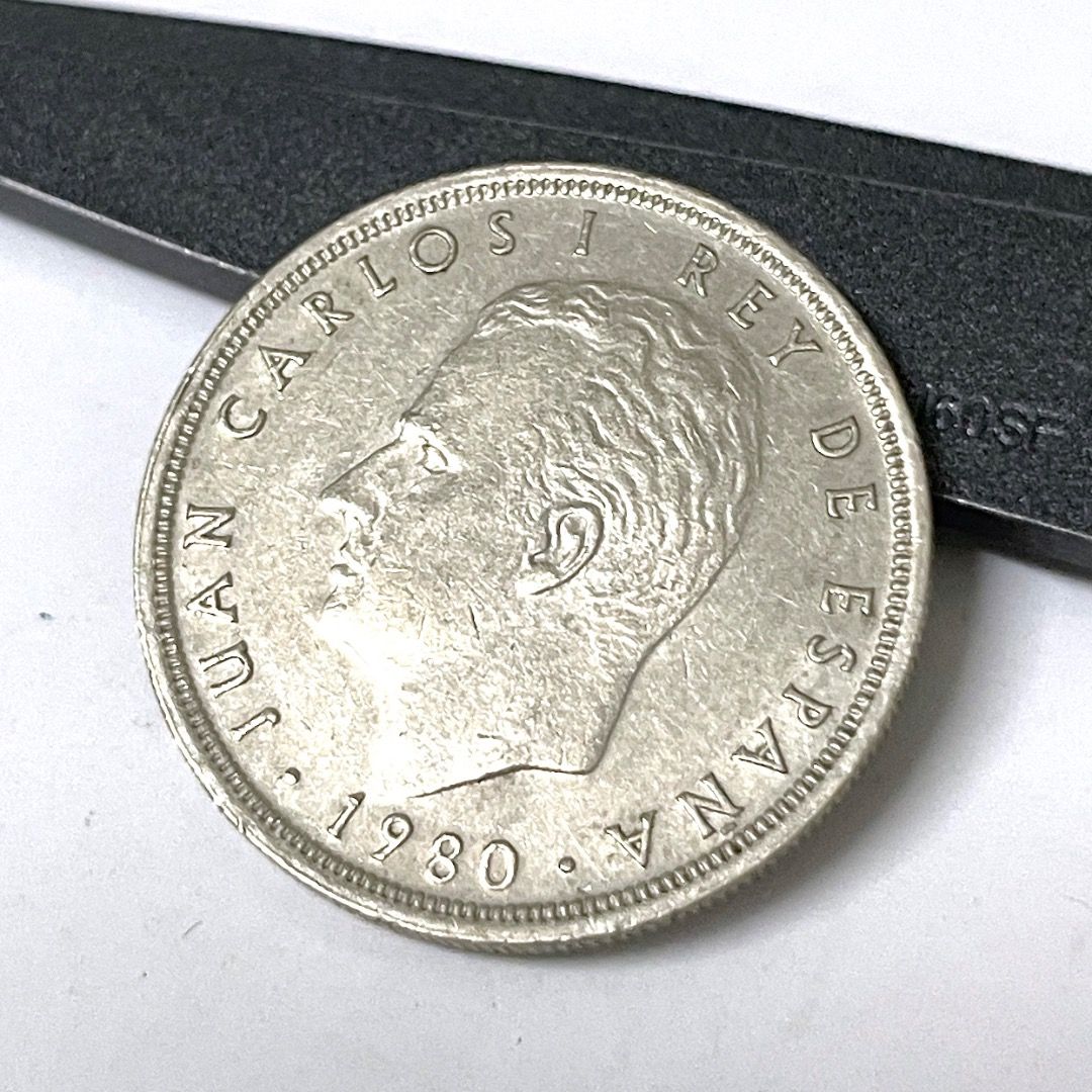 1980年5比塞塔西班牙紀念幣胡安·卡洛斯一世國王頭像古幣古董紀念幣搜藏品硬幣, 書籍、休閒與玩具, 收藏、紀念品, 錢幣、紙鈔在旋轉拍賣