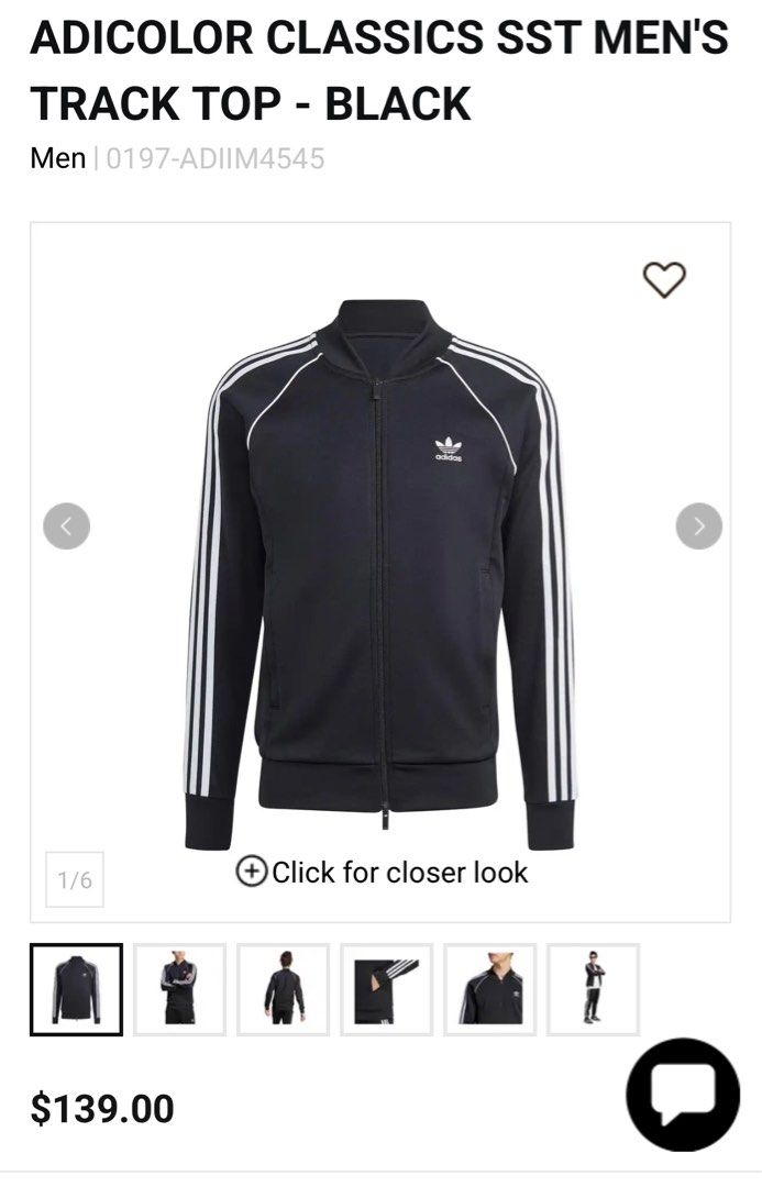 ADICOLOR CLASSICS SST MEN'S TRACK TOP - BLACK (Category: Coats, Jackets and Outerwear) located in Singapore. Submitted by yakunseta (Listing ID 1374936658, Image 1). Description: Not worn out before, as good as new and have been sitting in cupboard. Happy to let go at a reasonable price.