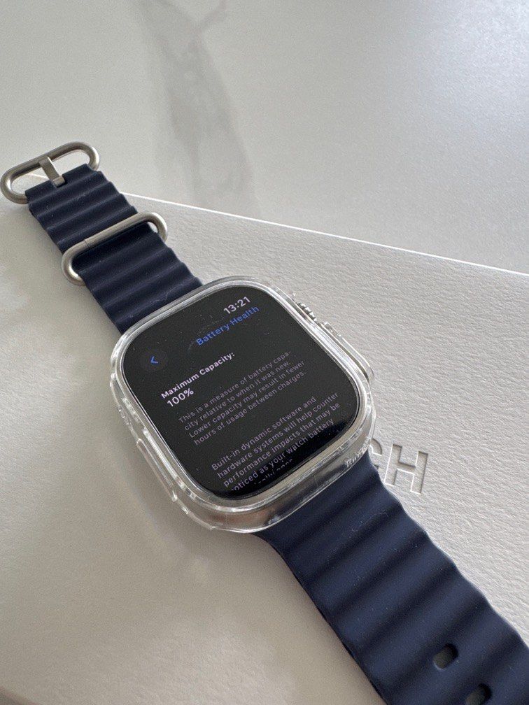 Apple Watch Ultra 2 49mm Natural Titanium Navy Ocean Band, Mobile