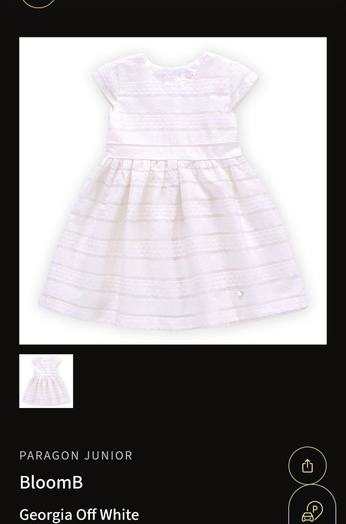 BloomB Dress - 11-12 y.o.- Off white (Category: Babies & Kids Fashion) located in Singapore. Submitted by genevoise21 (Listing ID 1374930715, Image 2). Description: Bloom B dress, in off white with Light weight cotton lining. approx. 75 cm from shoulder to hem. Used only once, for a first communion..