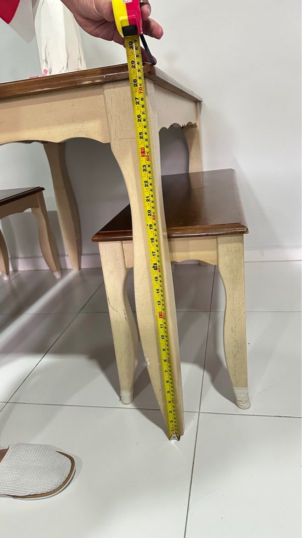 Dining table (Category: Other Kitchenware & Tableware) located in Singapore. Submitted by renren888 (Listing ID 1374942897, Image 2). Description: Changing to a bigger table Solid wood with ceramic tops 2 bench chair Nice & classy.