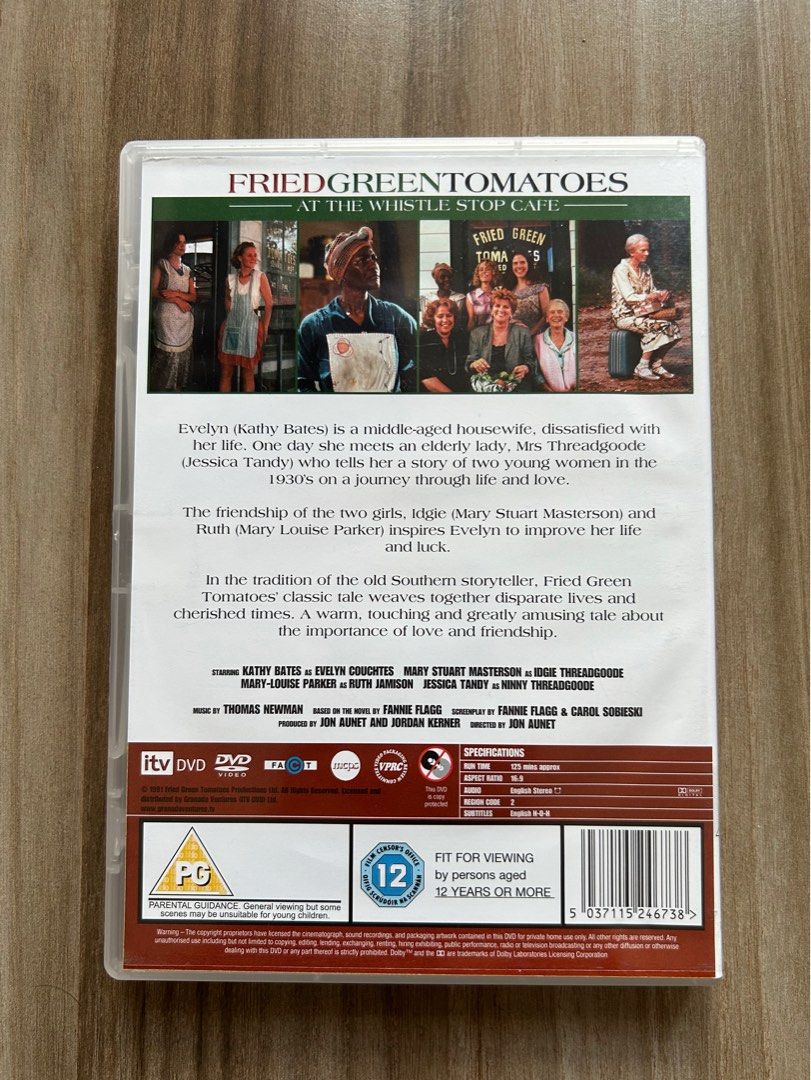 Fried Green Tomatoes DVD Movie Disc (Category: CDs & DVDs) located in Bacolod City. Submitted by fadeintogrooves (Listing ID 1374921116, Image 2). Description: - Unsealed - Region 2 🏷️ Tags: Movie, physical media, DVD, disc.