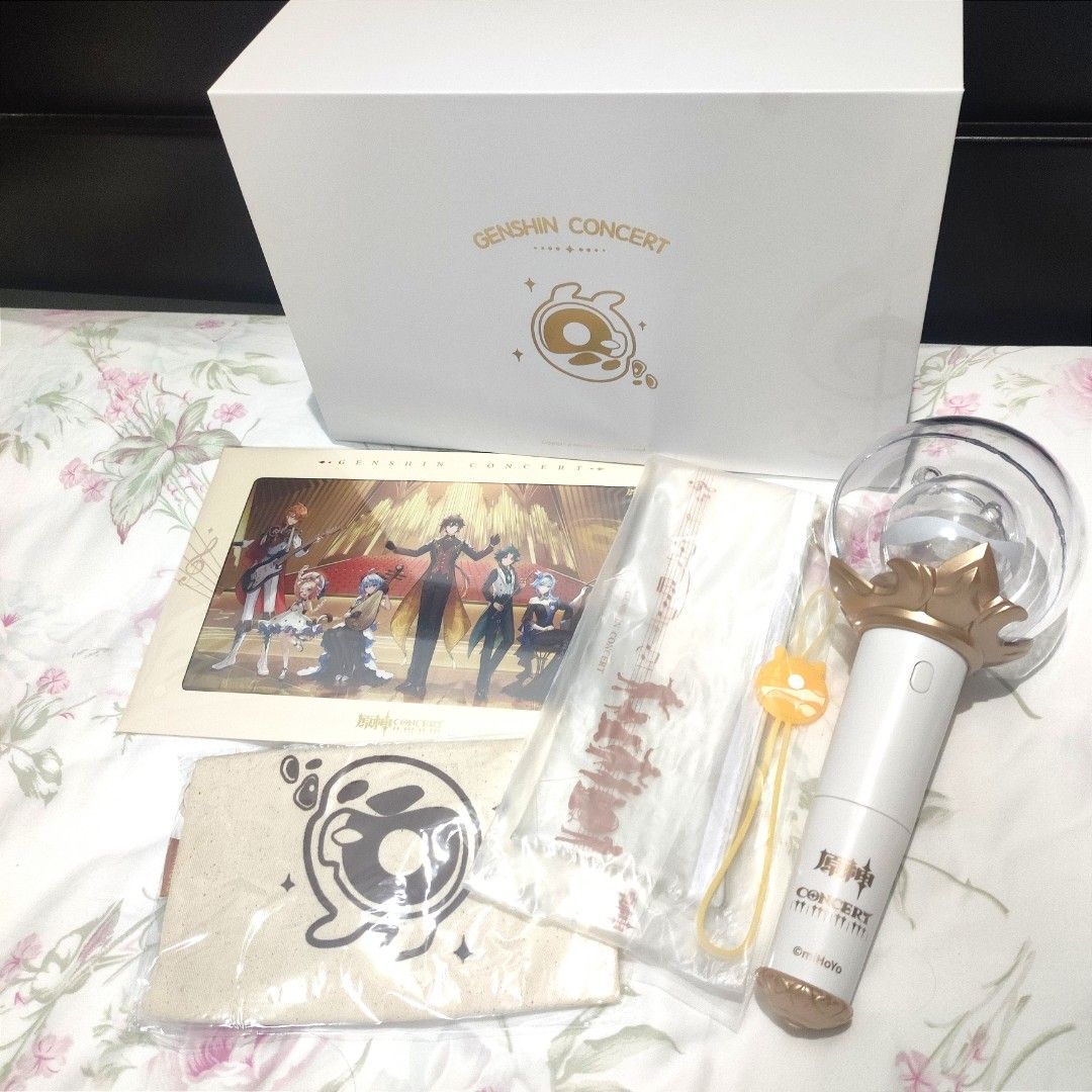 Genshin Concert 2023 light stick set (Category: Music Accessories) located in Cainta. Submitted by kclosetcleanup (Listing ID 1375047024, Image 1). Description: Genshin Concert 2023 light stick set - includes light stick, light stick pouch, strap, transparent pouch, and shikishi - batteries not included - light stick and pouch used once, the rest of the inclusions are brand new available for meetup at ortigas area.