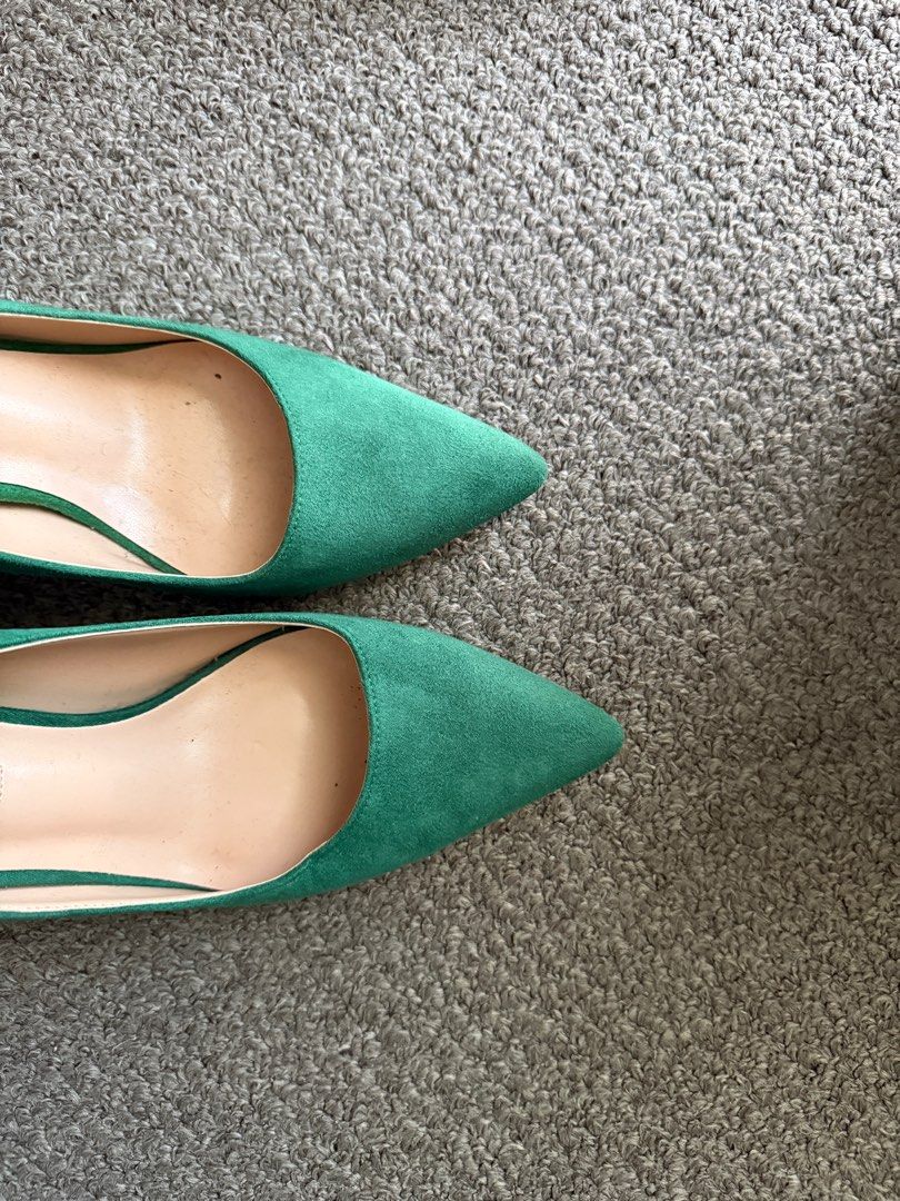 Green heels (Category: Women's Shoes) located in Liverpool. Submitted by helenaphan (Listing ID 1375010112, Image 1). Description: As new Worn once around the house Never worn outside Size 7.5 .
