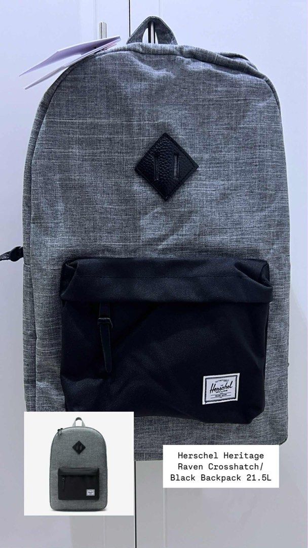 Herschel Heritage (Category: Backpacks) located in Manila. Submitted by rahdnroll (Listing ID 1374910411, Image 1). Description: 100% Authentic, Herschel store bought. Herschel Heritage Raven crosshatch/Black 21.5L .