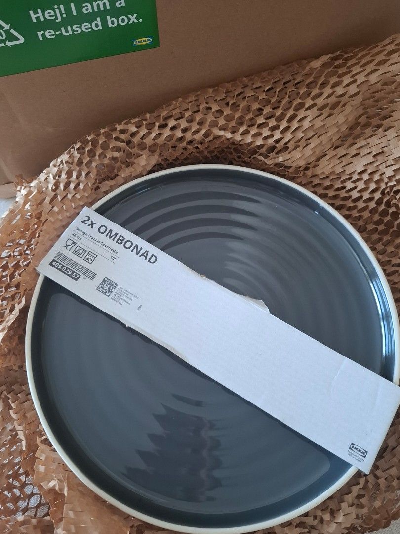 Ikea OMBANAD 10-inch Plates 2pcs. (Category: Dinnerware & Cutlery) located in Taguig. Submitted by kitssale (Listing ID 1374956857, Image 1). Description: Brand new Ikea OMBONAD plates 2pcs. ✅️ Never been used. Bought extra plates to be used for an event. ✅️ Bought at Ikea last June 10, 2025 worth 790 pesos..