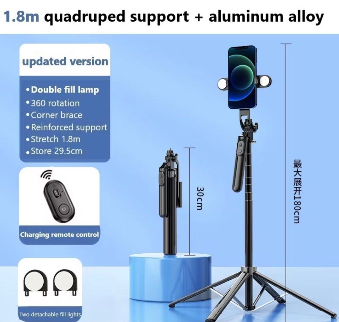Instocks Brandnew 1.8m Bluetooth Selfie Tripod Stick62865819735043111