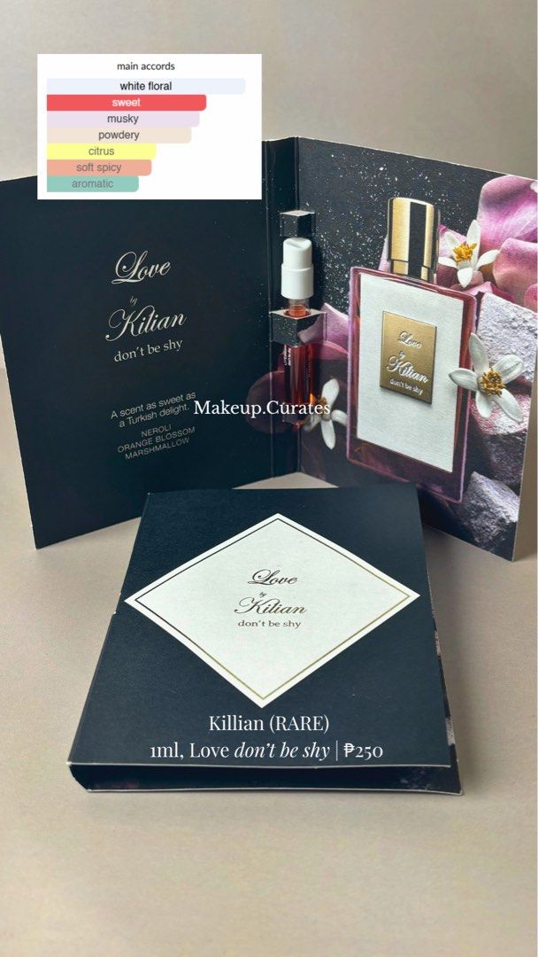 Kilian Love Dont be Shy (Category: Fragrance & Deodorants) located in Manila. Submitted by makeupcurates (Listing ID 1374945901, Image 1). Description: Sample Vial 1ml Rihanna's signature perfume Guaranteed Authentic Lowest price already Available on hand and ready to ship .