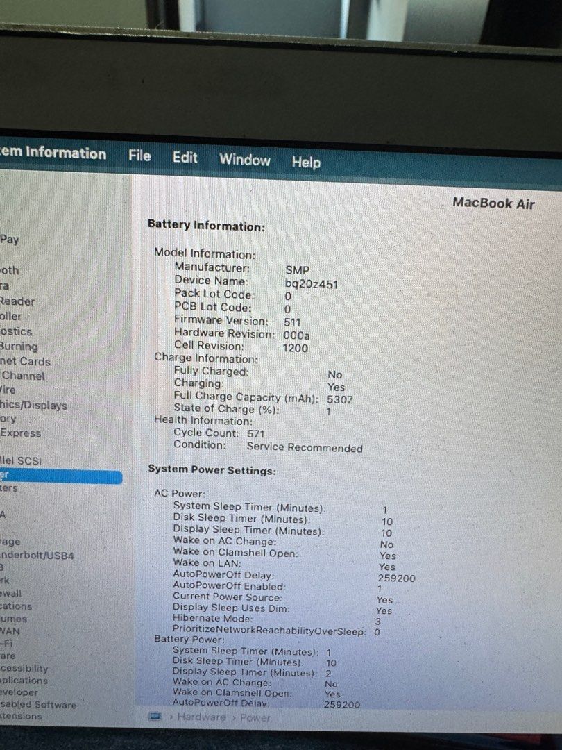 MacBook Air (Category: Laptops & Notebooks) located in Singapore. Submitted by AGPremium (Listing ID 1374936811, Image 1). Description: Come with charger, no box Still can use only the battery need to change .