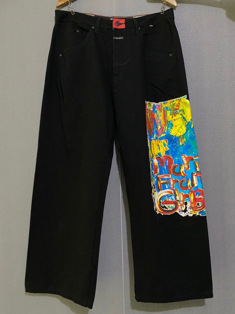 Marithe Francois Girbaud High-Rise Graphic Black Pants (Category: Jeans) located in Antipolo. Submitted by mogulcollective (Listing ID 1375044867, Image 1). Description: Marithe Francois Girbaud High-Rise Graphic Black Jeans Excellent Condition Authentic Size 34M on tag Waist - 34-35 Length - 40 Leg Opening - 10 .