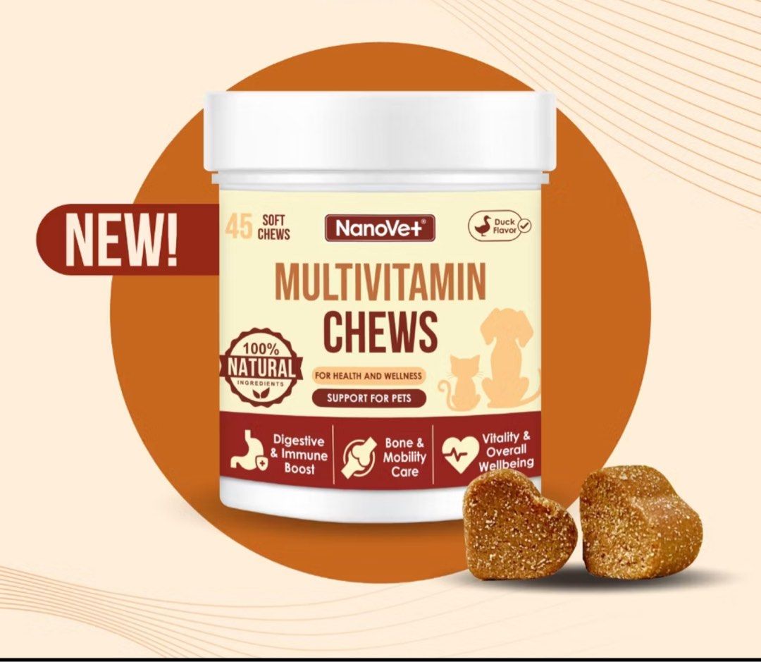 NanoVet Multivitamin For Dogs & Cats (Category: Pet Food) located in Singapore. Submitted by 4424wkkcjn (Listing ID 1375031515, Image 1). Description: Selling away as cat does not like it, used only 5 chews. There’s at least 40 chews left. Retail Price: $21.79 Selling Price: $18 Can nego.