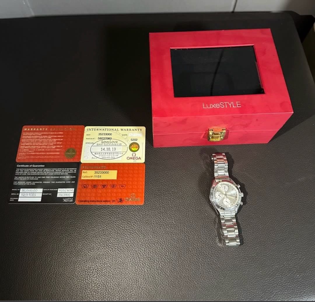 Omega Speedmaster Day-Date 1999 Ref 3523.30.00 (Category: Luxury Watches) located in Marikina City. Submitted by b0b3rts (Listing ID 1375068837, Image 1). Description: 🕰️ Omega Speedmaster Day-Date Ref. 3523.30 📍 Location: Marikina City 💸 Price: ₱120,000 ✨ Details: 🔹 Model: Omega Speedmaster Day-Date 🔹 Reference Number: 3523.30 🔹 Movement: Automatic (Caliber 1151) 🔹 Functions: Chronograph, Day, Date, Month, 24-Hour Subdial 🔹 Case Size: 39