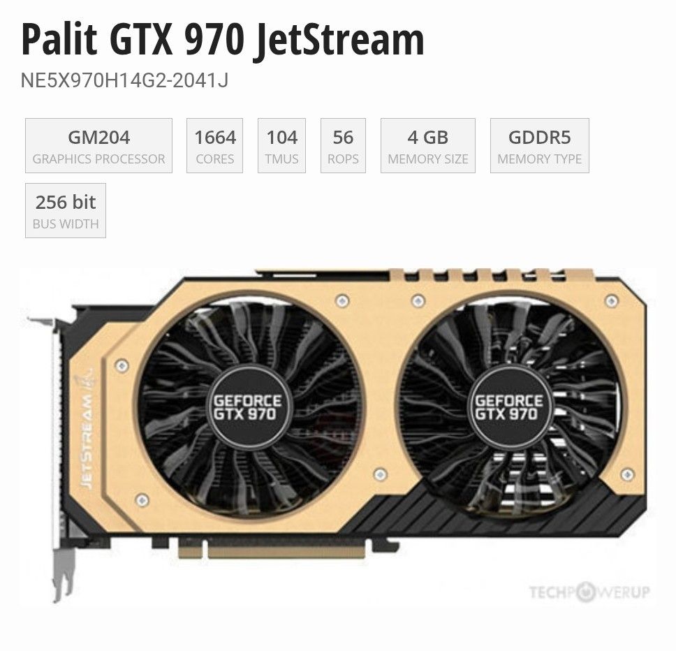 Palit GTX 970 Gaming Graphic card (Category: Computer Parts) located in Singapore. Submitted by fatihibrahim55 (Listing ID 1374979608, Image 1). Description: Old card pulled out from a case, dusty abit and still works, letting go for cheap only issue is the hdmi port not working.