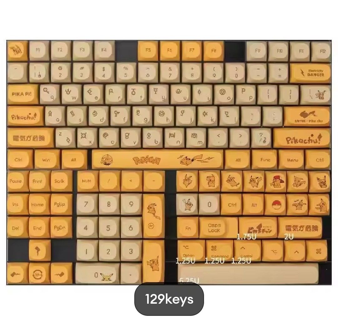 Pikachu Keycaps PBT Dye-sub MA Profile Keycaps (Category: Computer Keyboard) located in Singapore. Submitted by everythinque (Listing ID 1374986158, Image 2). Description: Please PM for availability For self-collect / fast deal at the mentioned locations in the listing it can be $18 Free mailing if you get another set of Keycaps from my listing..