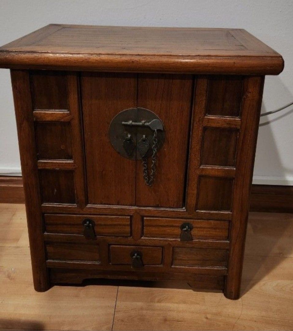 Side Table (Category: Other Home Furniture) located in Singapore. Submitted by candyquiche (Listing ID 1375063343, Image 1). Description: Made of Teakwood. Bought a long time ago. Have not used in awhile but kept in storage. 3 drawers are fully functioning as well. Please arrange own delivery or self collect at Lorong Ah Soo to my convenience..