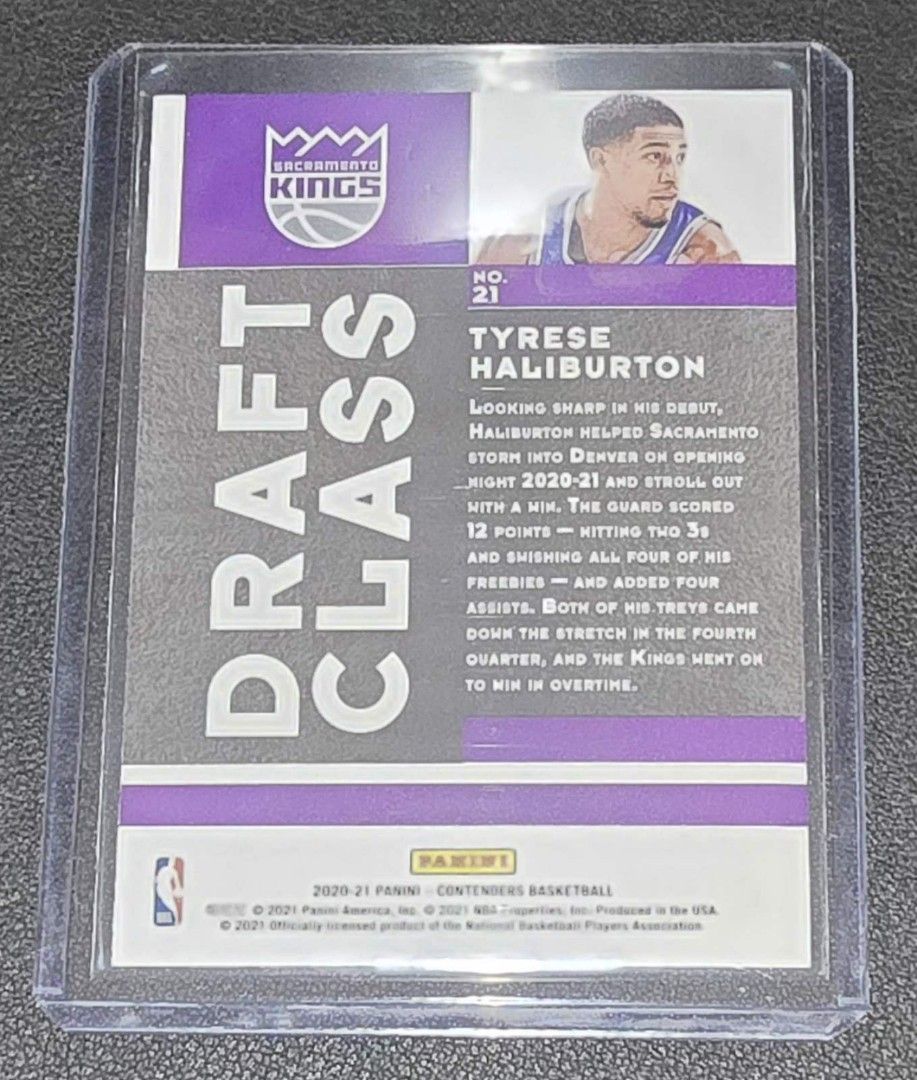 Tyrese Haliburton Contenders RC (Category: Raw Singles) located in Makati City. Submitted by fromthetreasury (Listing ID 1375016695, Image 2). Description: Tyrese Haliburton Draft Class 2020 Contenders RC.