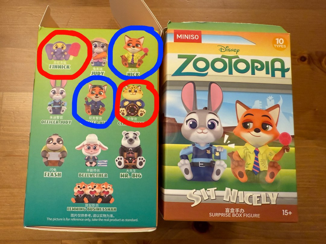 Zootopia 優獸大都會 盲盒 miniso (紅圈換藍圈), 興趣及遊戲, 玩具 & 遊戲類 - Carousell